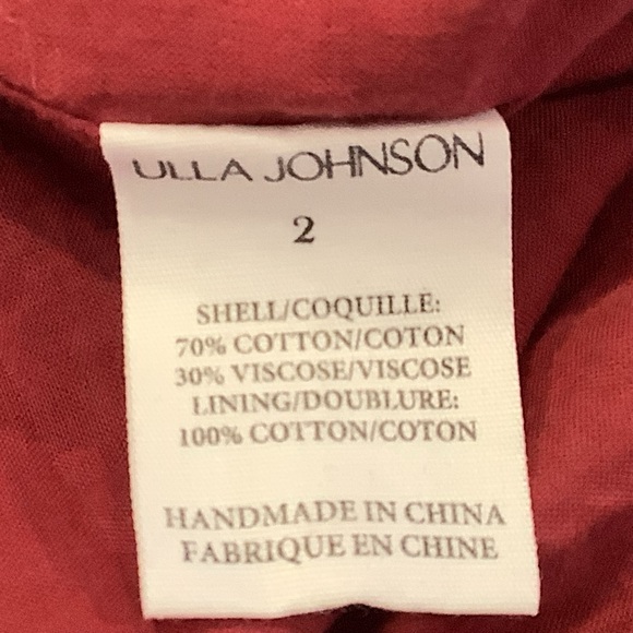 Ulla Johnson Dress Size 2 Burnt Orange Floral Print Short Flutter Sleeves - Picture 12 of 13